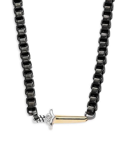 Esquire IP Stainless Steel 0.02 TCW Diamond Dagger Necklace
