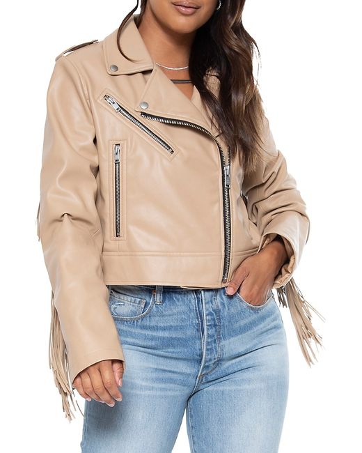Blue Revival The Way She Moves Fringe Faux Leather Cropped Jacket