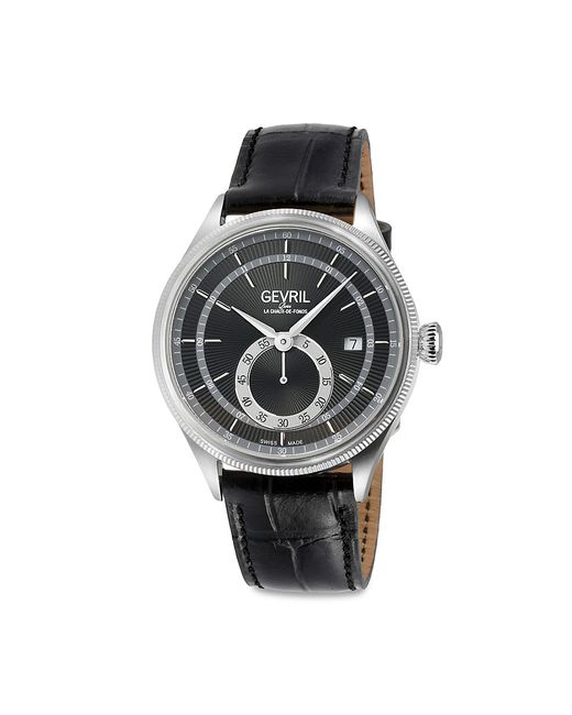 Gevril Empire 40MM Stainless Steel Leather Strap Watch