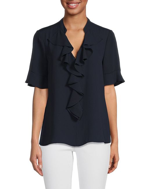 Karl Lagerfeld Solid Ruffle Blouse