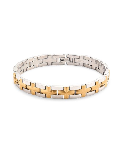 Esquire Two Tone IP Stainless Steel Cross Bracelet