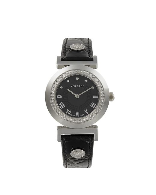 Versace Vanity 35MM Stainless Steel Leather Strap Watch