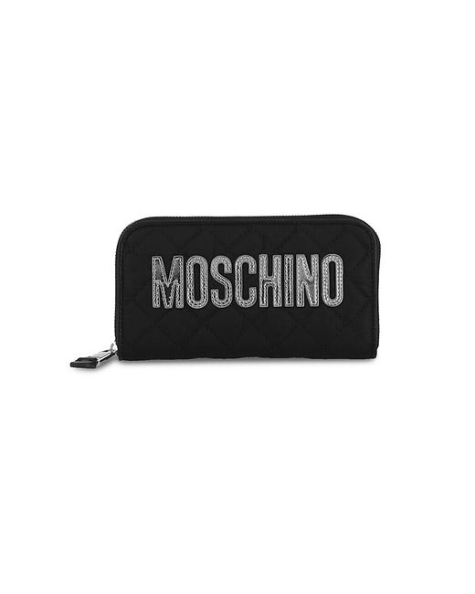 Moschino Logo Quilted Zip Around Wallet