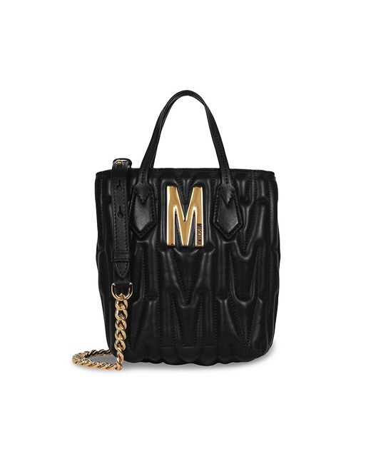 Moschino Quilted Logo Leather Top Handle Bag