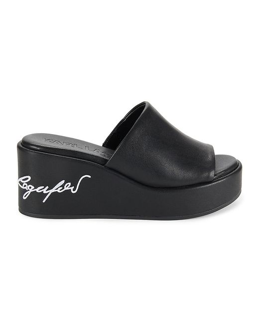 Karl Lagerfeld Calvina Logo Wedge Heel Platform Sandals