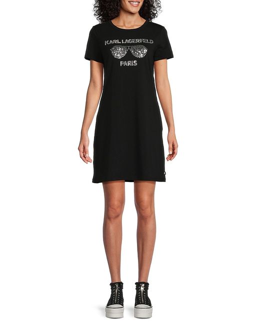 Karl Lagerfeld Sequin Embellished T-Shirt Dress