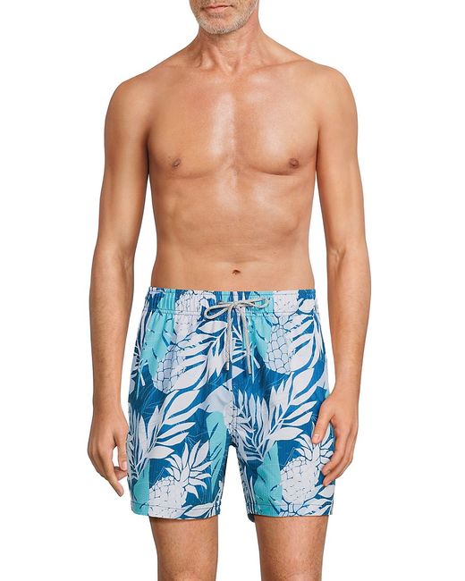 Vintage Summer Tropical Print Swim Shorts