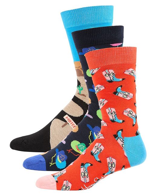Happy Socks 3-Pack Greetings From No Where Assorted Western Crew Socks Gift Set