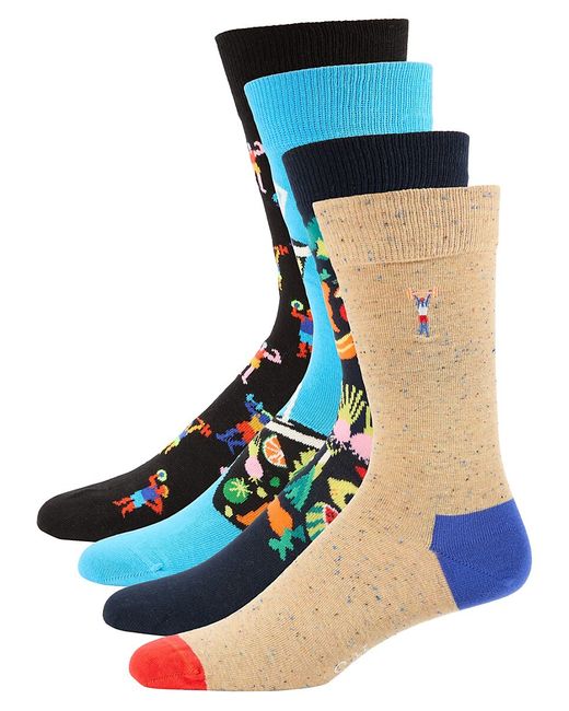 Happy Socks 4-Pack Healthy Lifestyle Assorted Crew Socks Gift Set