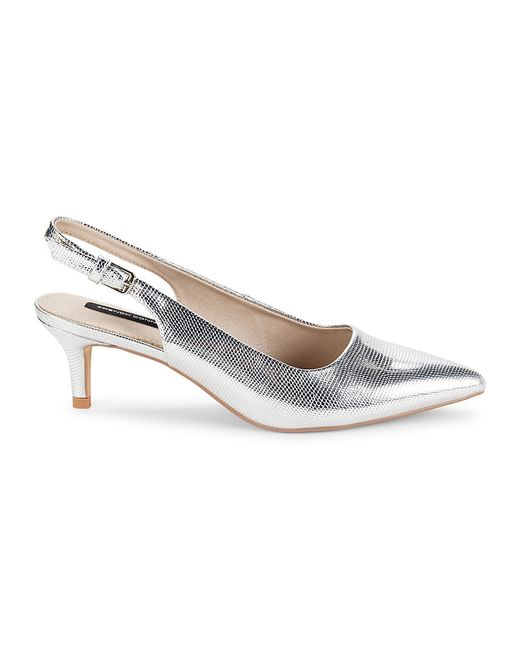 French Connection Quinn Metallic Embossed Snakeskin Slingback Pumps