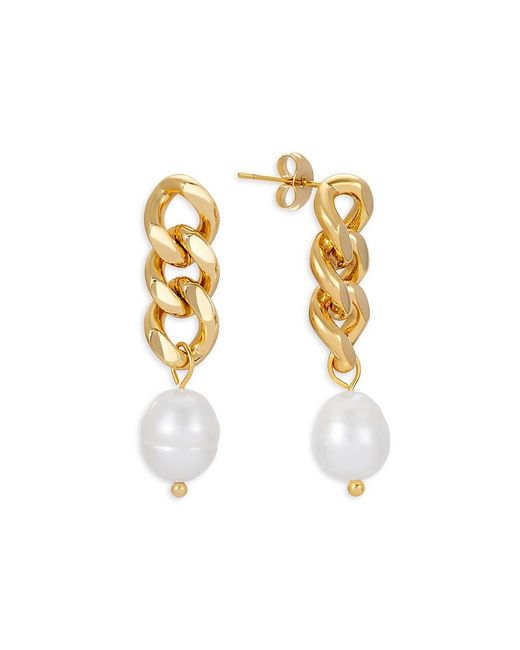 Eye Candy LA The Luxe Gia 14K Goldplated Shell Pearl Chain Earrings