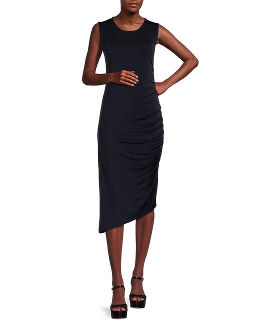 Calvin Klein Ruched Asymmetric Hem Midi Dress