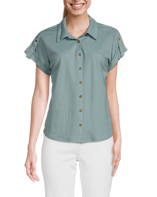Bobeau Short Sleeve Tab Cuff Shirt