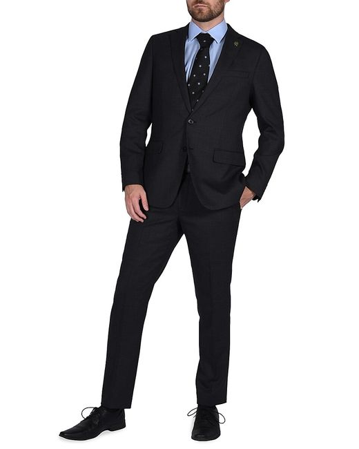 Crickteer Birdseye Wool Blend Slim Fit Suit 40 L