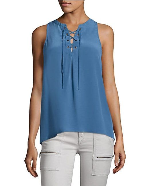 Joie Deasia Lace-Up Silk Tank Top