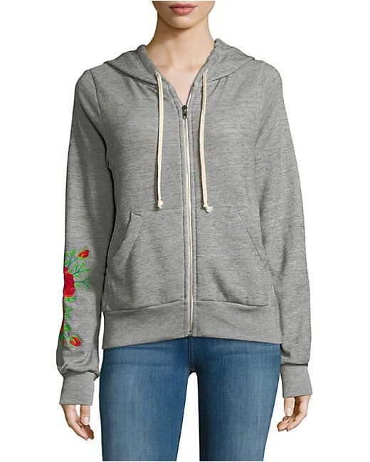 Wildfox Embroidered Rose Hooded Jacket