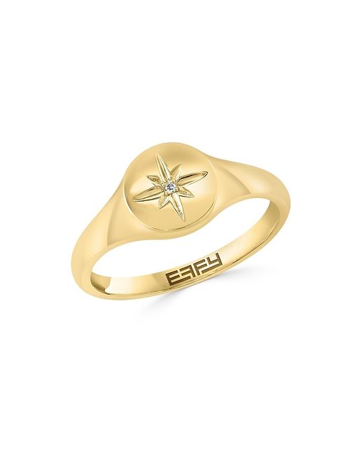 Effy 14K 0.001 TCW Diamond Star Signet Ring