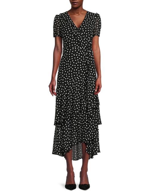 Karl Lagerfeld Dot Print Ruffle Midi Dress