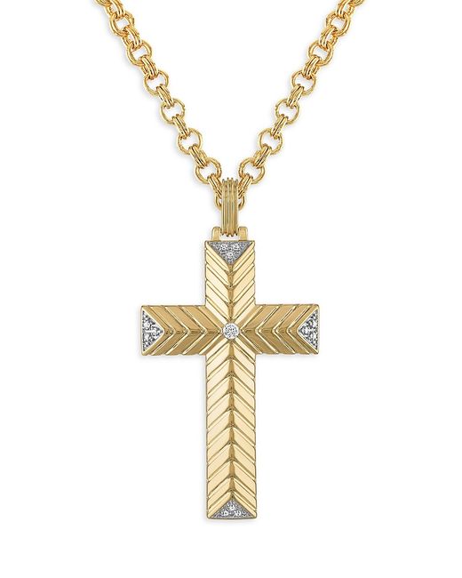 Esquire 14K Goldplated Sterling 0.1 TCW Diamond Cross Pendant Necklace