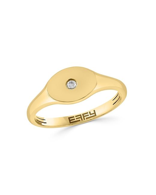 Effy 14K 0.02 TCW Diamond Signet Ring