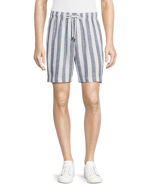 Onia Striped Drawstring Linen Blend Shorts