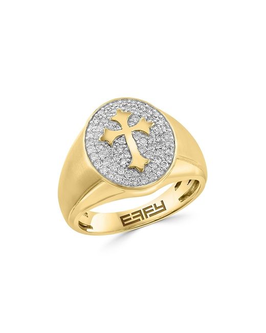 Effy 14K 0.49 TCW Diamond Cross Signet Ring
