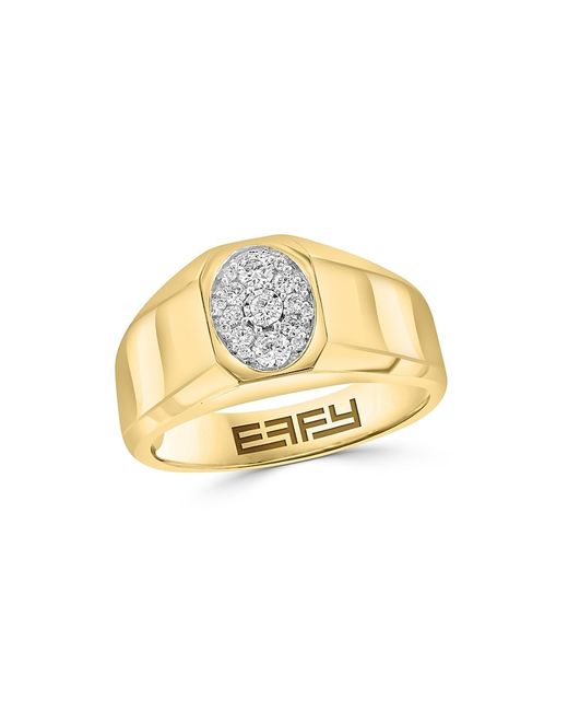 Effy Two Tone 14K 0.26 TCW Diamond Signet Ring