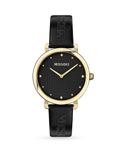 Missoni Lettering 38MM Stainless Steel Leather Strap Watch