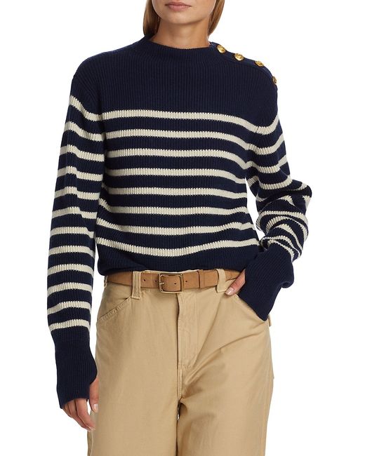 Rag & Bone Nancy Striped Rib Knit Merino Wool Blend Sweater