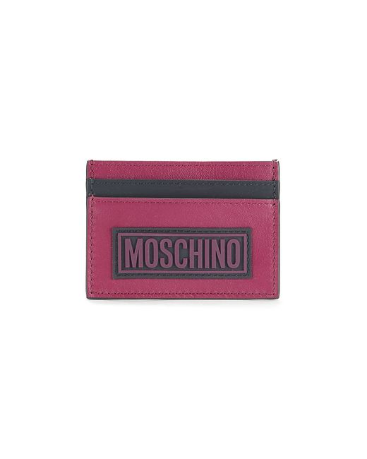 Moschino Logo Two Tone Leather Card Holder