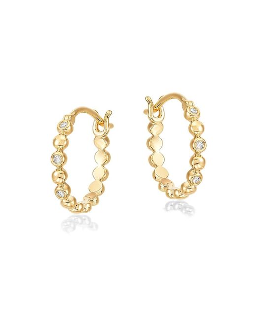Saks Fifth Avenue 14K 0.06 TCW Diamond Beaded Hoop Earrings