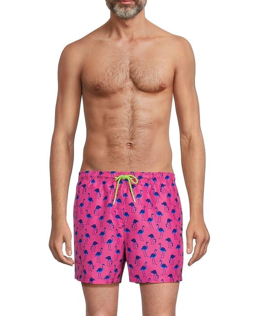 HAPPY HOUR Swim Flamingo Print Drawstring Swim Shorts