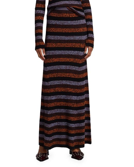 Ganni Striped Merino Wool Maxi Skirt