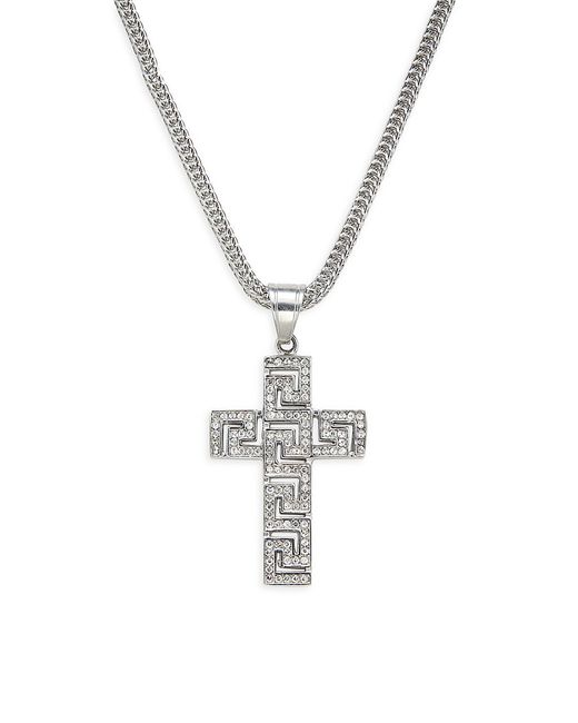 Anthony Jacobs 18K Goldplated Stainless Steel Simulated Diamond Cross Pendant Necklace