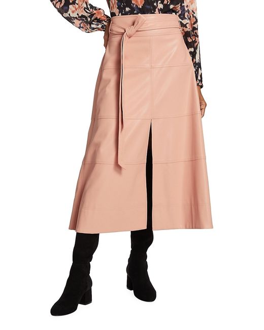 Tanya Taylor Hudson Faux Leather Midi A Line Skirt 00
