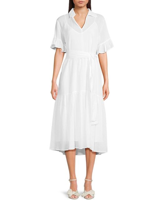 Tommy Hilfiger Tiered Belted Midi Dress