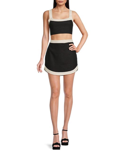Avec Les Filles 2-Piece Linen Blend Top Skirt Set