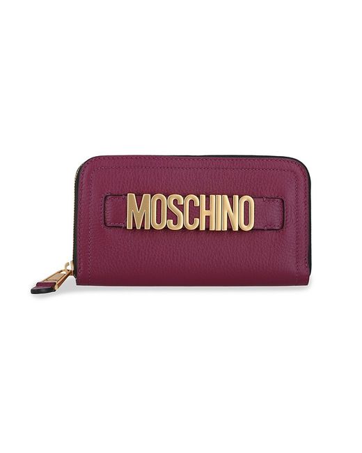 Moschino Logo Leather Zip Around Wallet