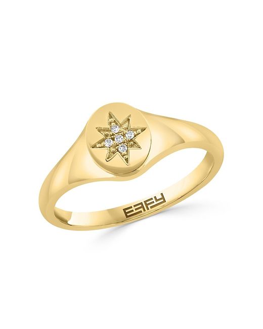 Effy 14K 0.02 TCW Diamond Star Signet Ring