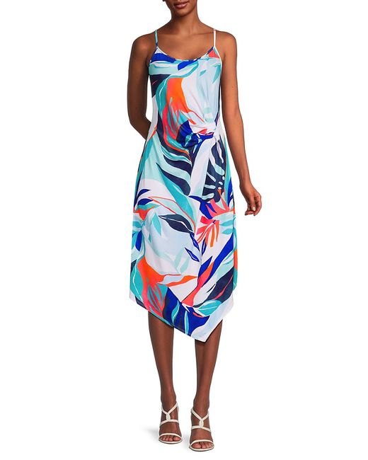 La Blanca Coastal Palms Print Asymmetric Cover Up Dress