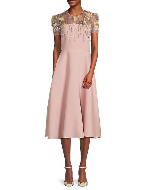 Valentino Embellished Virgin Wool Silk Midi Dress