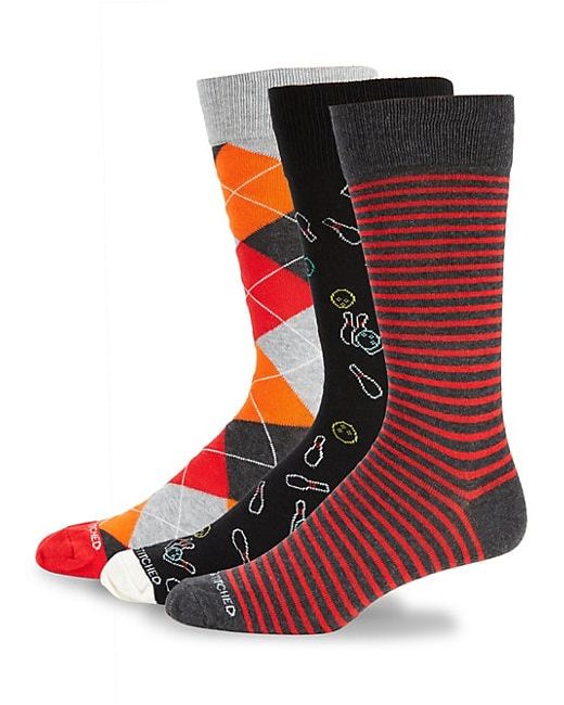 Unsimply Stitched Three-Pack Printed Crew Socks