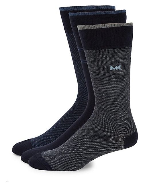 Michael Kors Three-Pack Herringbone Crew Socks