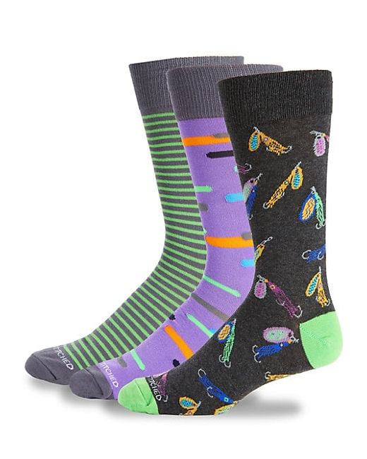 Unsimply Stitched Three-Pack Printed Mid-Calf Socks