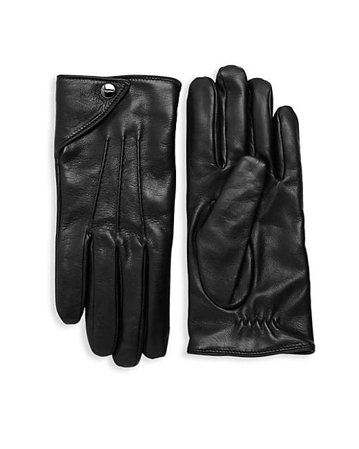 Salvatore Ferragamo Nero Leather Gloves
