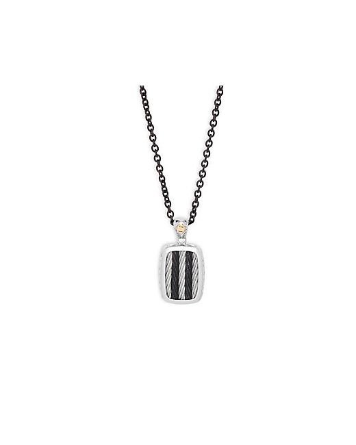 Alor Stainless Steel Rectangle Cable Pendant Necklace