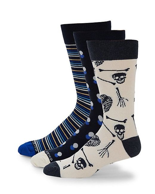 Unsimply Stitched Three-Pack Printed Crew Socks