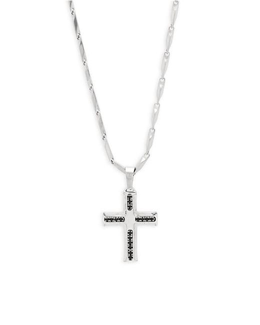Chisel Crystal and Stainless Steel Cross Pendant Necklace
