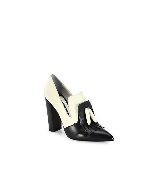 Alice + Olivia Cade Kilted Leather Point-Toe Pumps