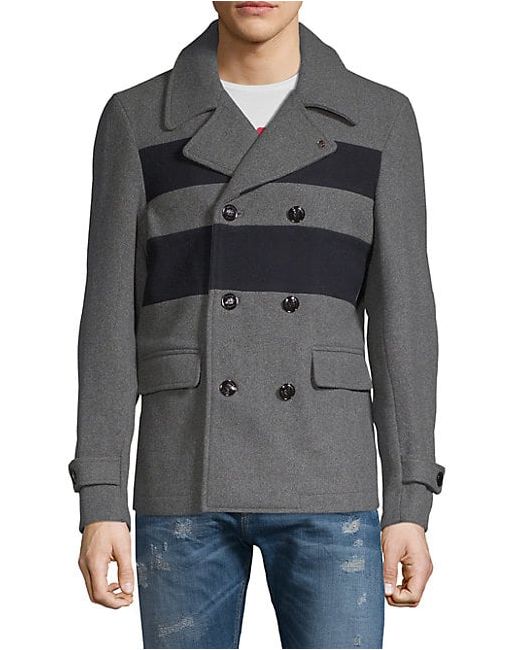 Scotch & Soda Stripe Front Double-Breasted Coat